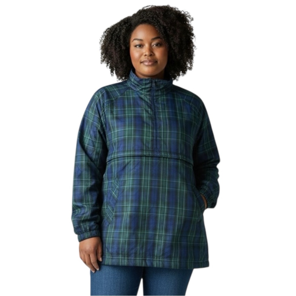 ADRIENNE VITTADINI Pullover Oversized Rain Hoodie in Blue/Green Size Large - Picture 2 of 6